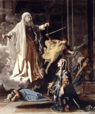 Sainte Françoise Romaine annonçant à Rome la fin de la peste.
