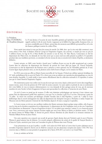 Bulletin trimestriel des Amis du Louvre du 3ème trimestre 2010