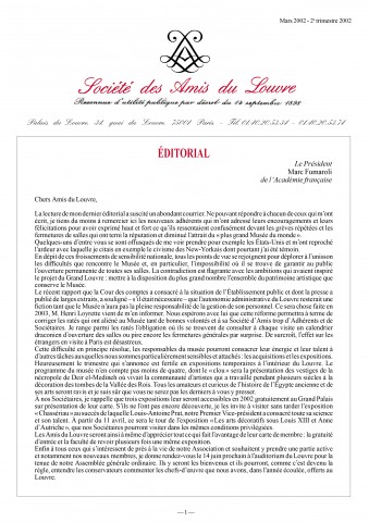 Bulletin trimestriel des Amis du Louvre du 2ème trimestre 2002