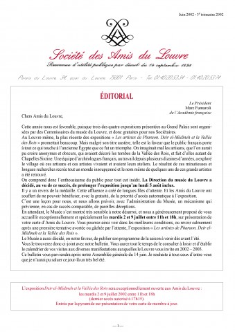 Bulletin trimestriel des Amis du Louvre du 3ème trimestre 2002