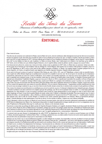 Bulletin trimestriel des Amis du Louvre du 1er trimestre 2005