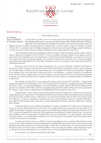 Bulletin trimestriel des Amis du Louvre du 1er trimestre 2011
