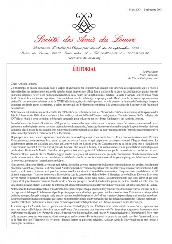 Bulletin trimestriel des Amis du Louvre du 2ème trimestre 2004