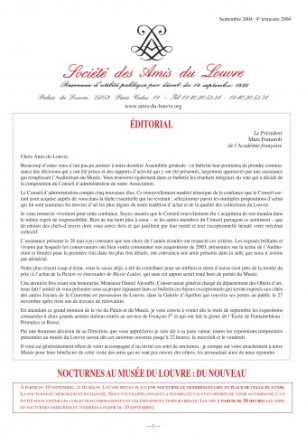 Bulletin trimestriel des Amis du Louvre du 4ème trimestre 2004