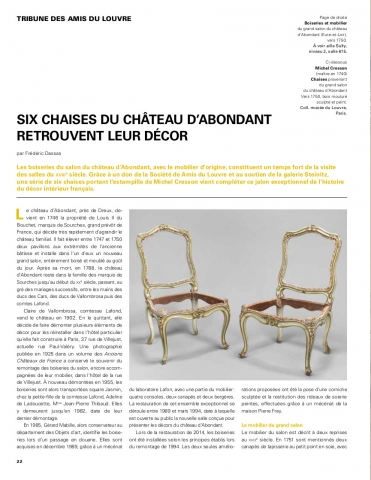 Six chaises du château d’Abondant retrouvent leur décor