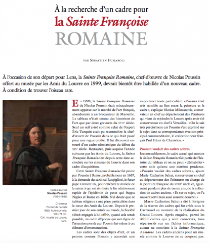 À la recherche d'un cadre pour la Sainte Françoise Romaine