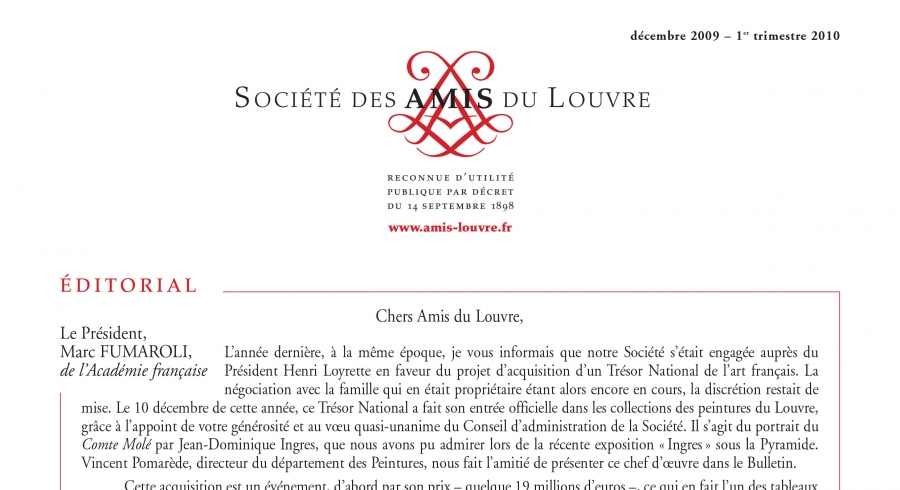 Bulletin trimestriel des Amis du Louvre du 1er trimestre 2010
