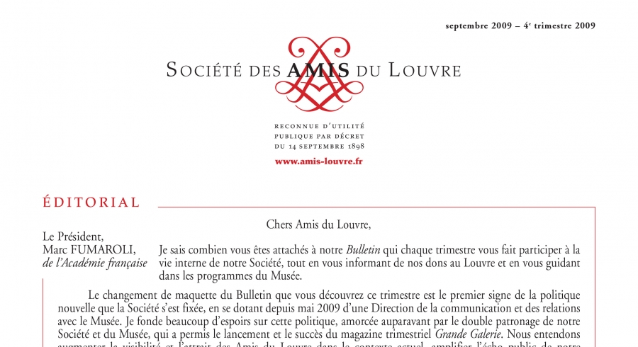 Bulletin trimestriel des Amis du Louvre du 4ème trimestre 2009