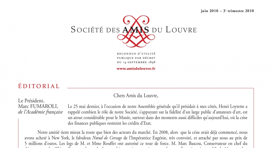 Bulletin trimestriel des Amis du Louvre du 3ème trimestre 2010