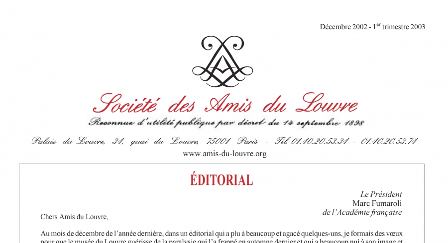 Bulletin trimestriel des Amis du Louvre du 1er trimestre 2003