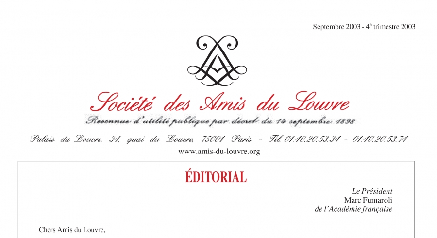 Bulletin trimestriel des Amis du Louvre du 4ème trimestre 2003