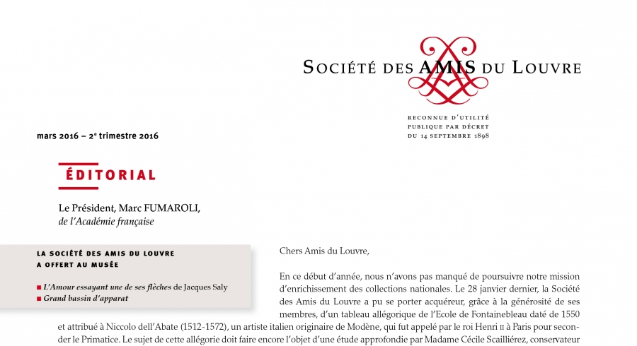 Bulletin trimestriel des Amis du Louvre du 2ème trimestre 2016