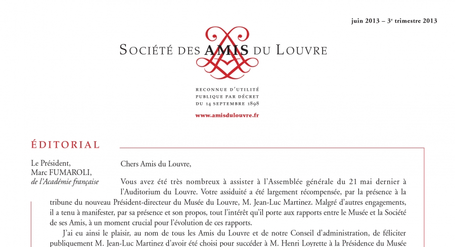 Bulletin trimestriel des Amis du Louvre du 3ème trimestre 2013