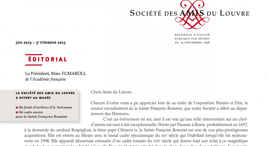 Bulletin trimestriel des Amis du Louvre du 3ème trimestre 2015