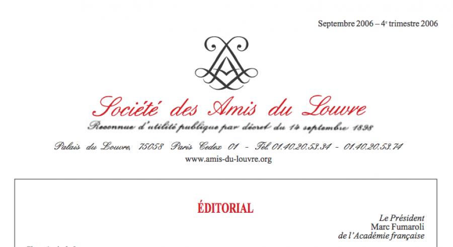 Bulletin trimestriel des Amis du Louvre du 4ème trimestre 2006