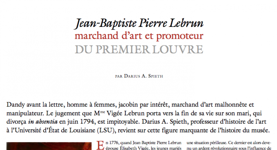 Jean-Baptiste Pierre Lebrun : marchand d'art et promoteur du premier Louvre