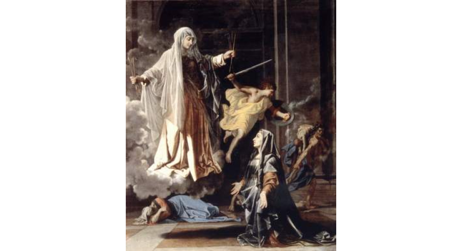 Sainte Françoise Romaine annonçant à Rome la fin de la peste.