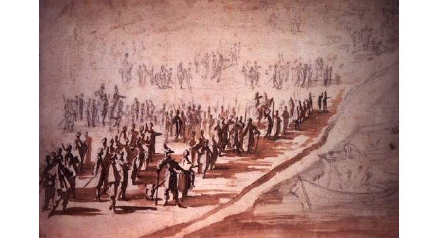 Louis XIII et Richelieu présidant à l'embarquement des troupes pour l'île de Ré