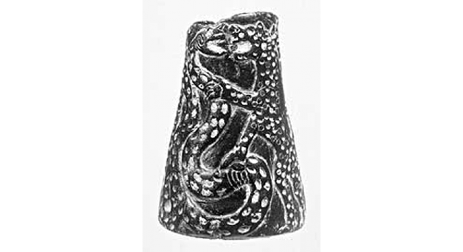Vase orné dun combat de fauves et de serpents